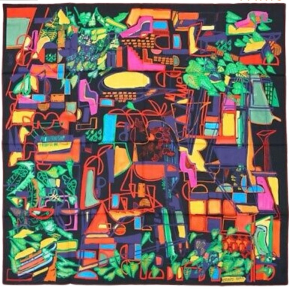 HERMÈS Modernisme Tropical Scarf 90 Silk Carre with Box - Picture 13 of 16